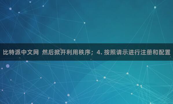 比特派中文网 然后掀开利用秩序;4. 按照请示进行注册和配置