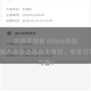 比特派恢复 Bitpie钱包：资产百分之百自主掌控，安全可靠！