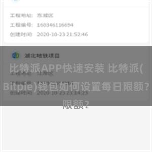 比特派APP快速安装 比特派(Bitpie)钱包如何设置每日限额？